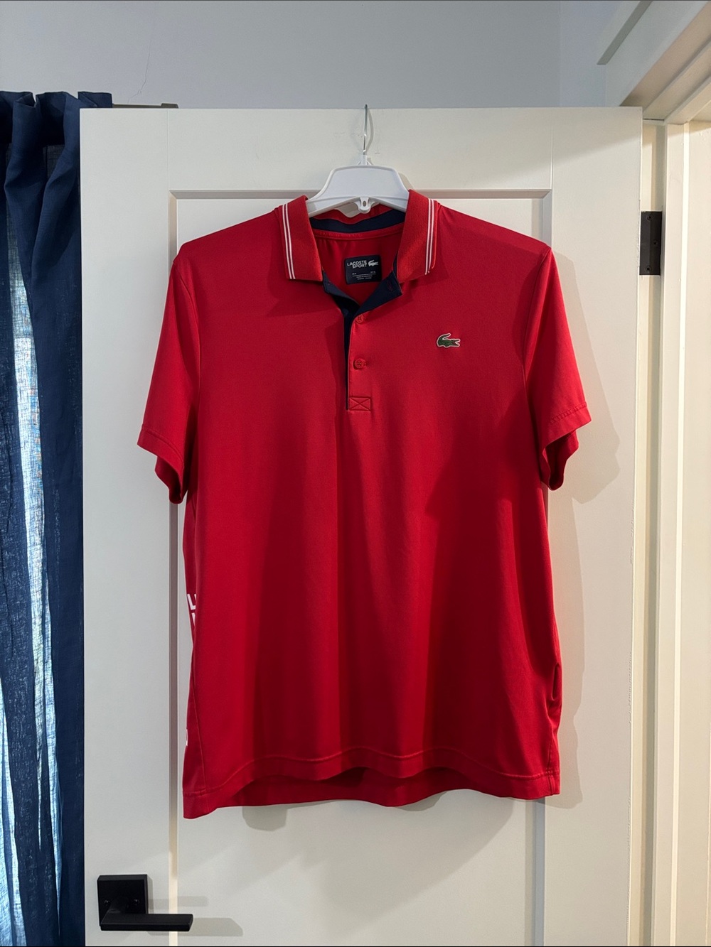 Lacoste Red Men's Short Sleeve Polo with Green Crocodile